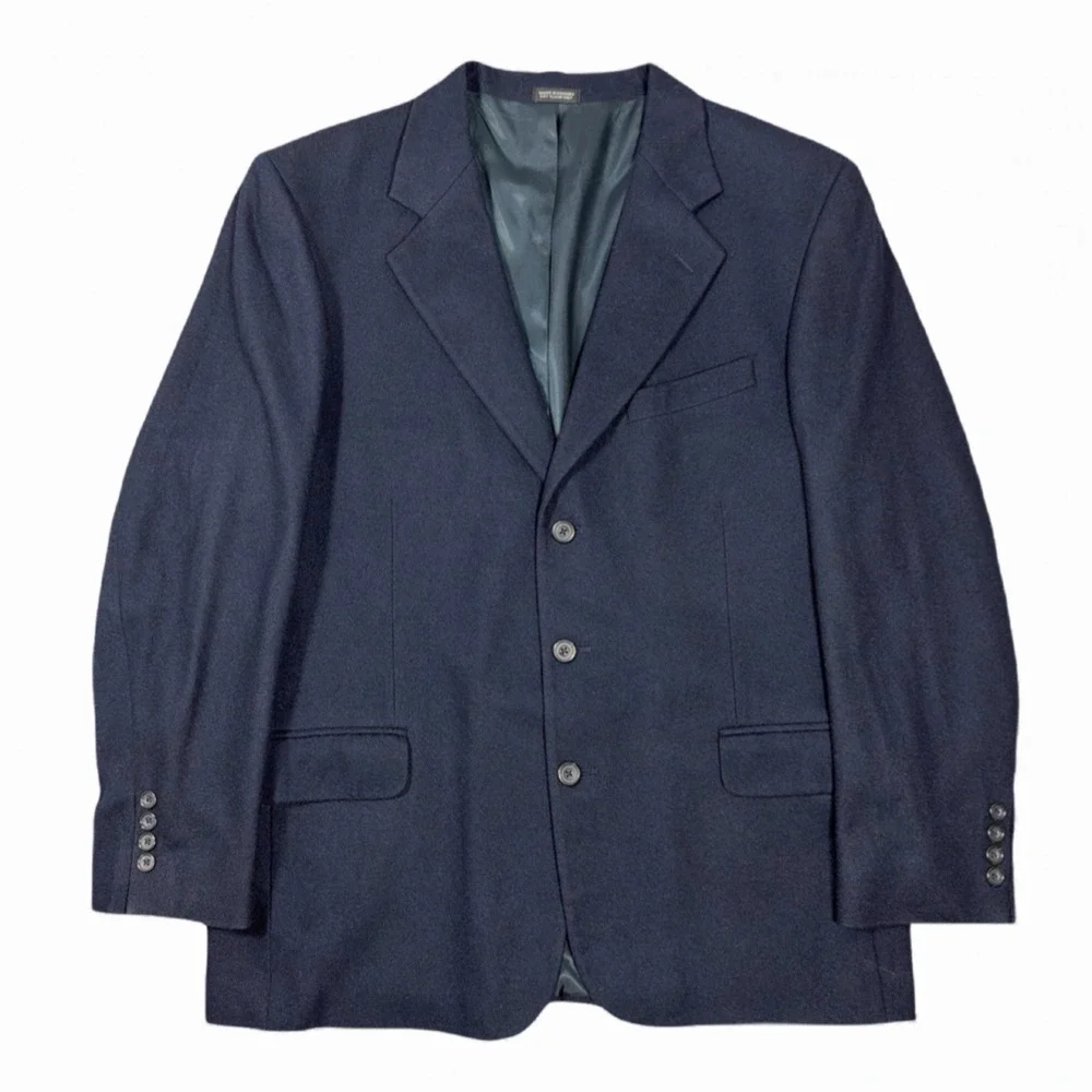 Oscar De La Renta Mens Wool Cashmere Blazer Sports Coat Jacket Dark Blue 42R